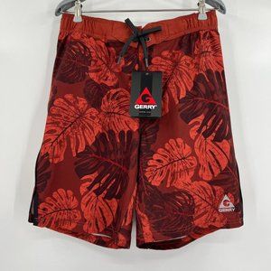 Gerry Tropical Floral Paddle Shorts Swim Trunks sz S Men's Red/Orange NWT Lined